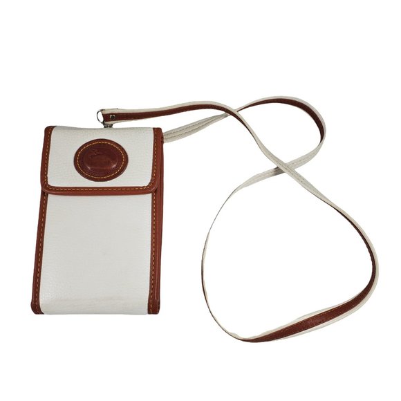 VTG Dooney & Bourke All Weather Leather Crossbody Bag Ivory Tan Brown - Picture 1 of 8